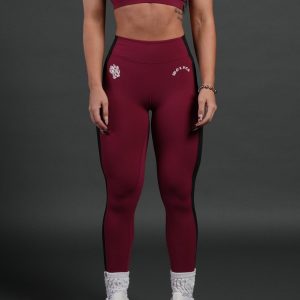 Chopper Wolf Celine Stripe Energy Leggings in Deep Raspberry
