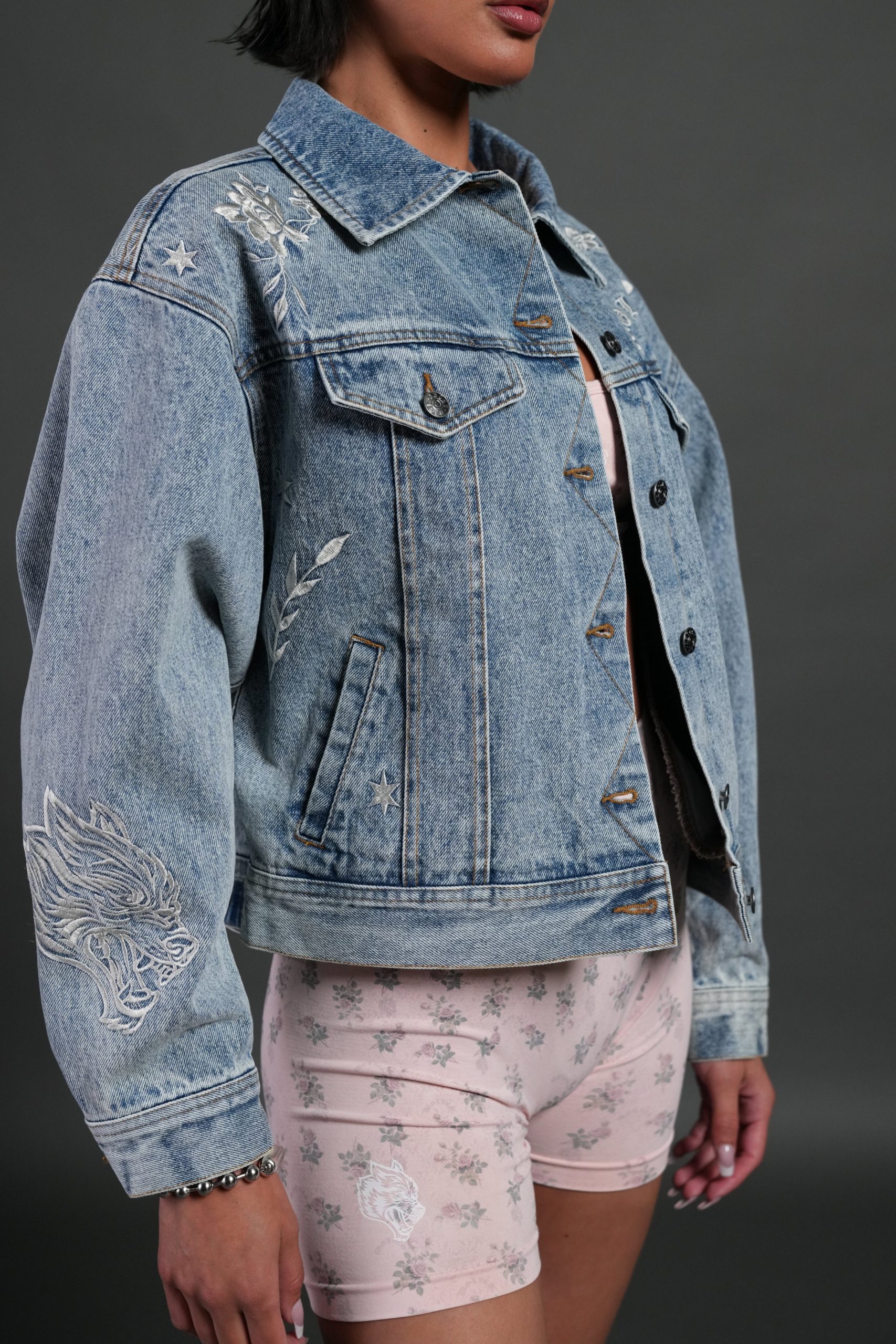 Tales We Tell She American Denim Jacket in Light Wash - Image 6