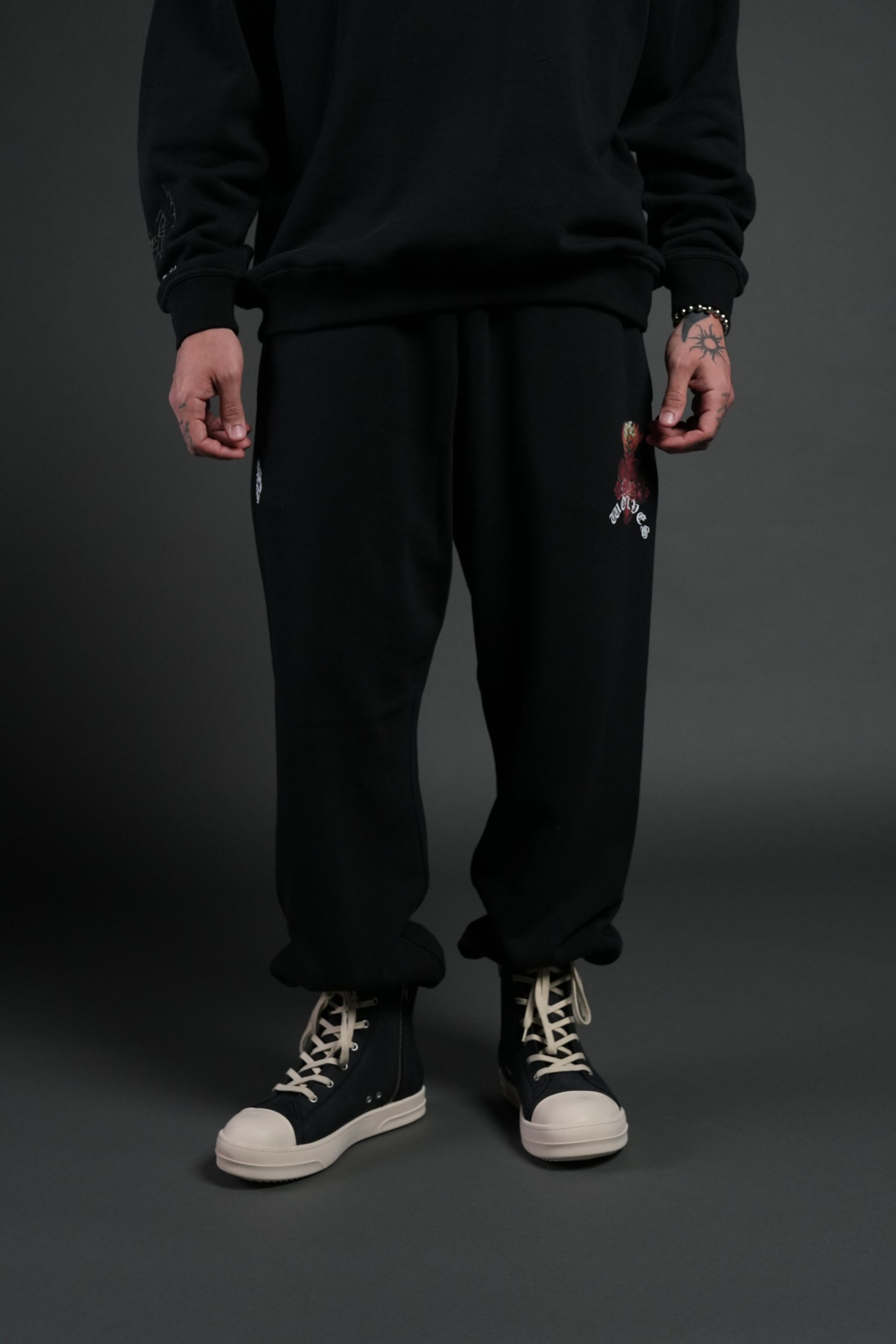 Heart Oath Unisex Lightweight Lounger Sweat Pants in Black - Image 2