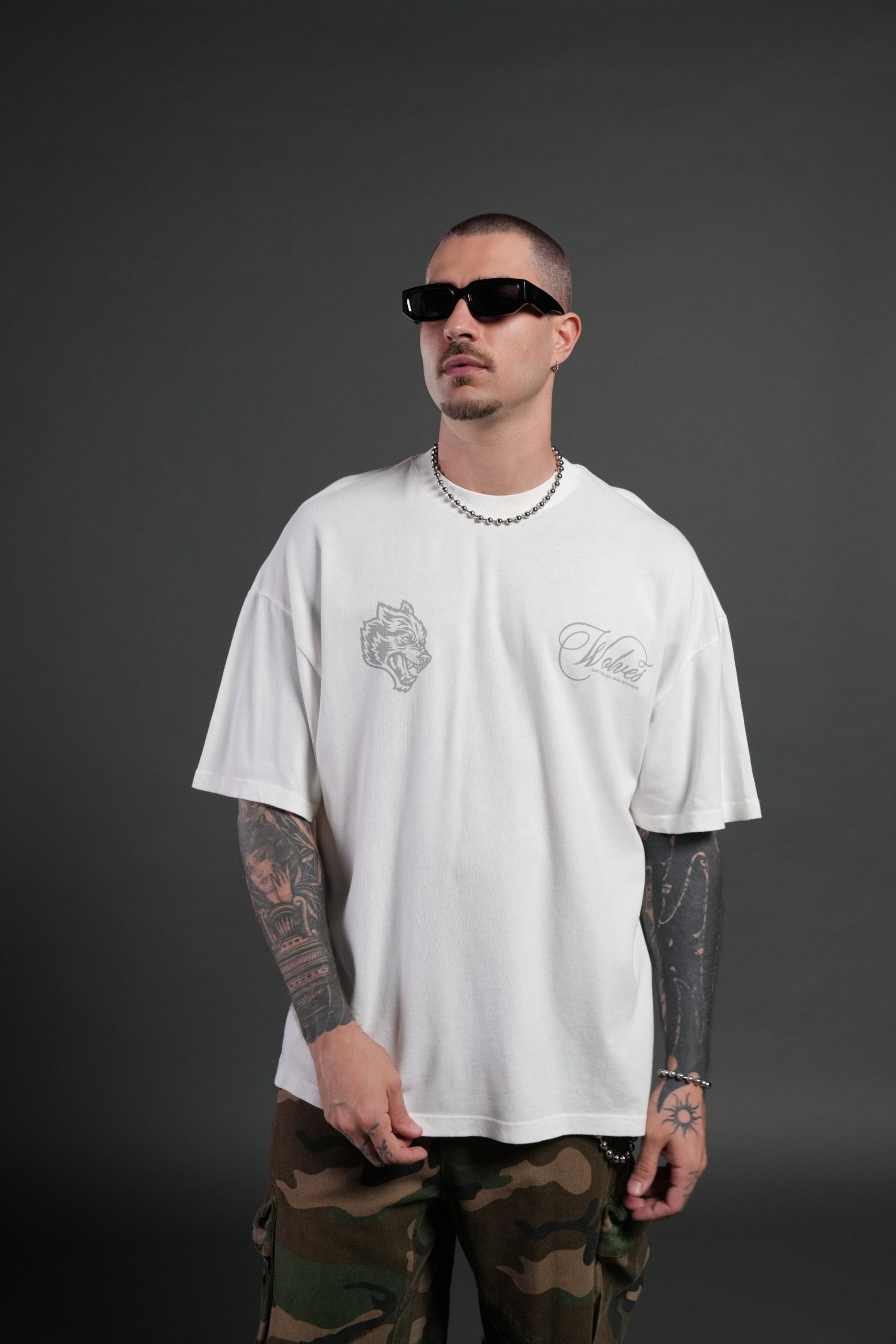 Nocturne Bloom Premium Oversized Tee in Cream - Image 2