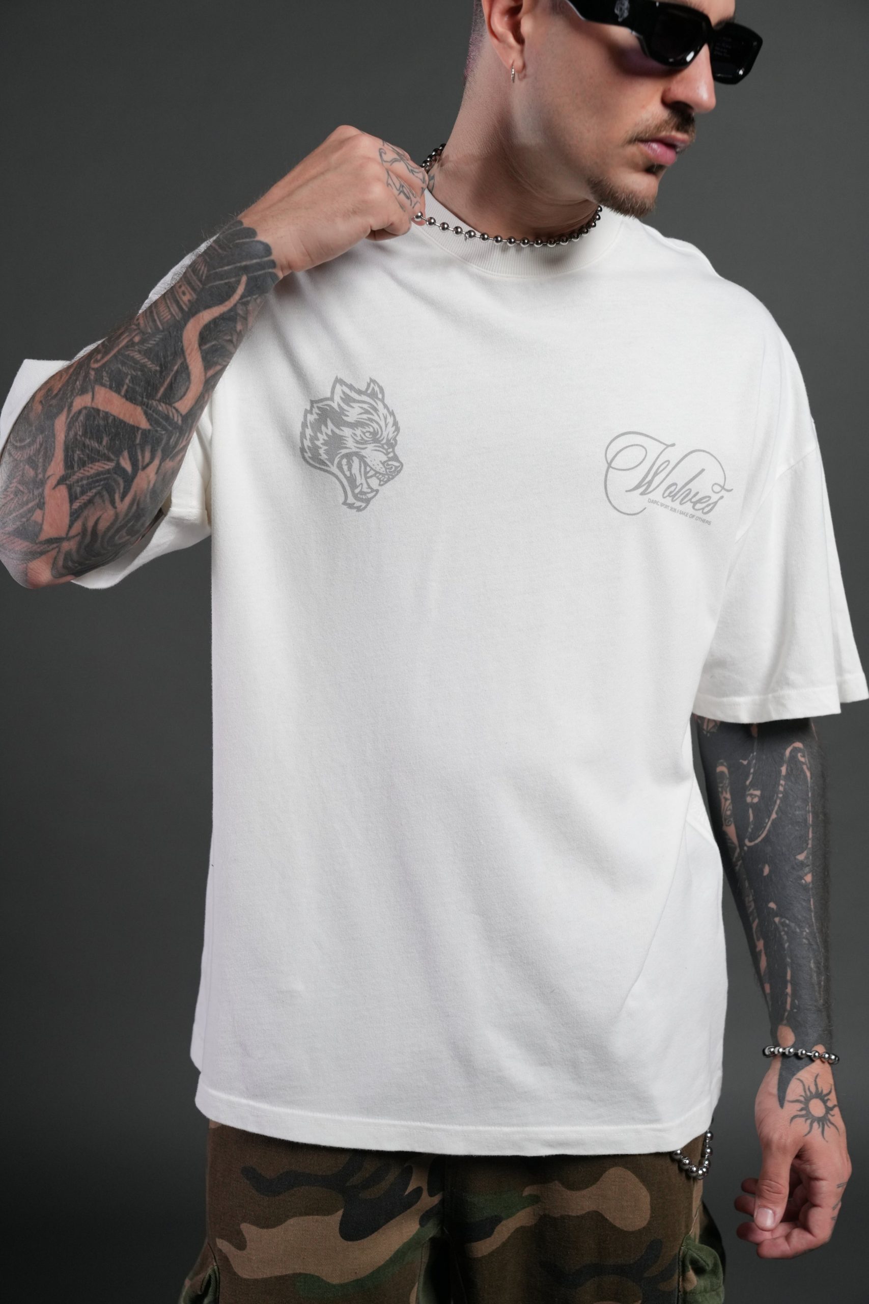 Nocturne Bloom Premium Oversized Tee in Cream - Image 5