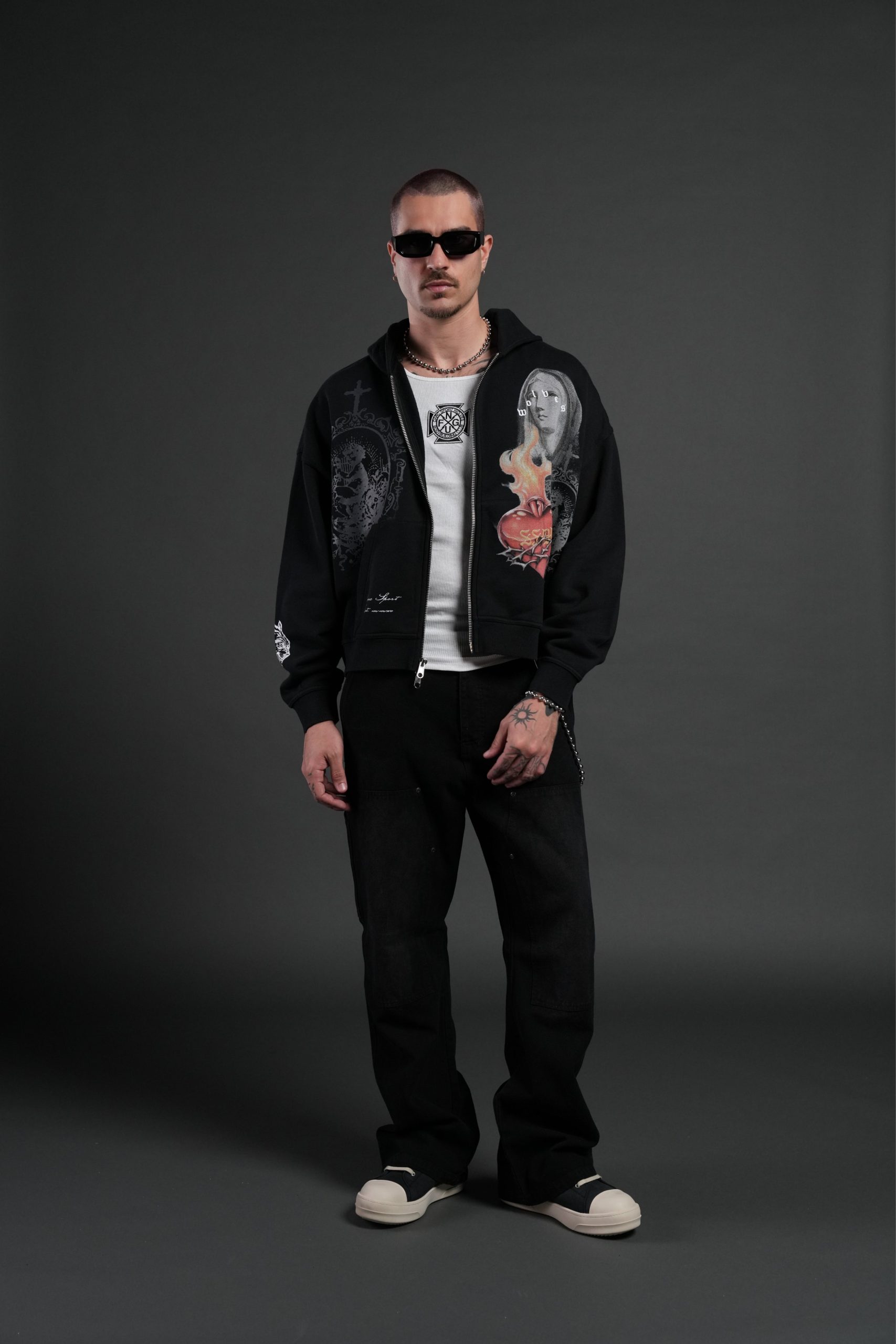 Heart of Thorns Vex Double Zip Hoodie in Black - Image 5