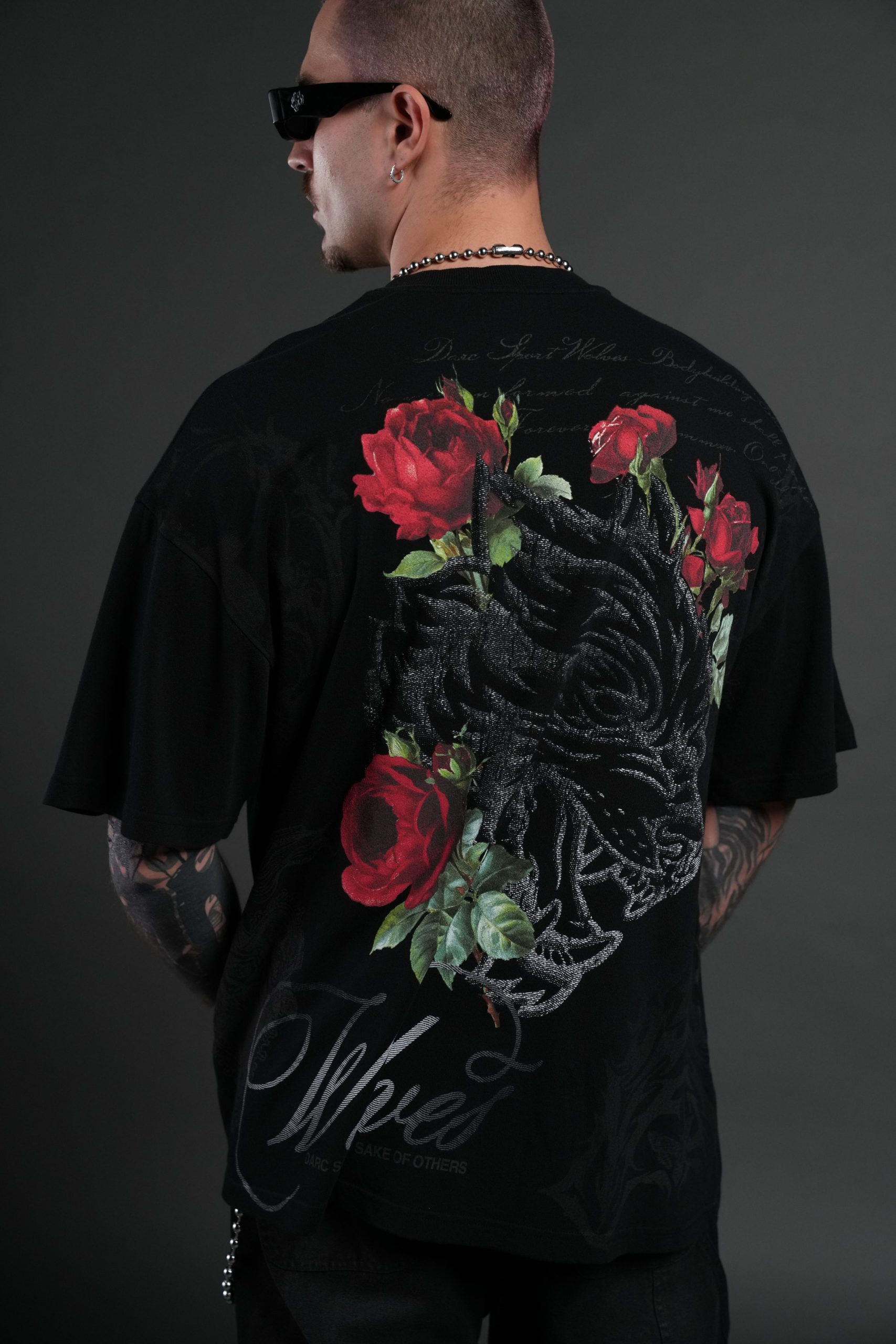 Nocturne Bloom Premium Oversized Tee in Black - Image 8