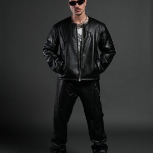 Wolves Pyramid Jesse Biker Jacket in Black