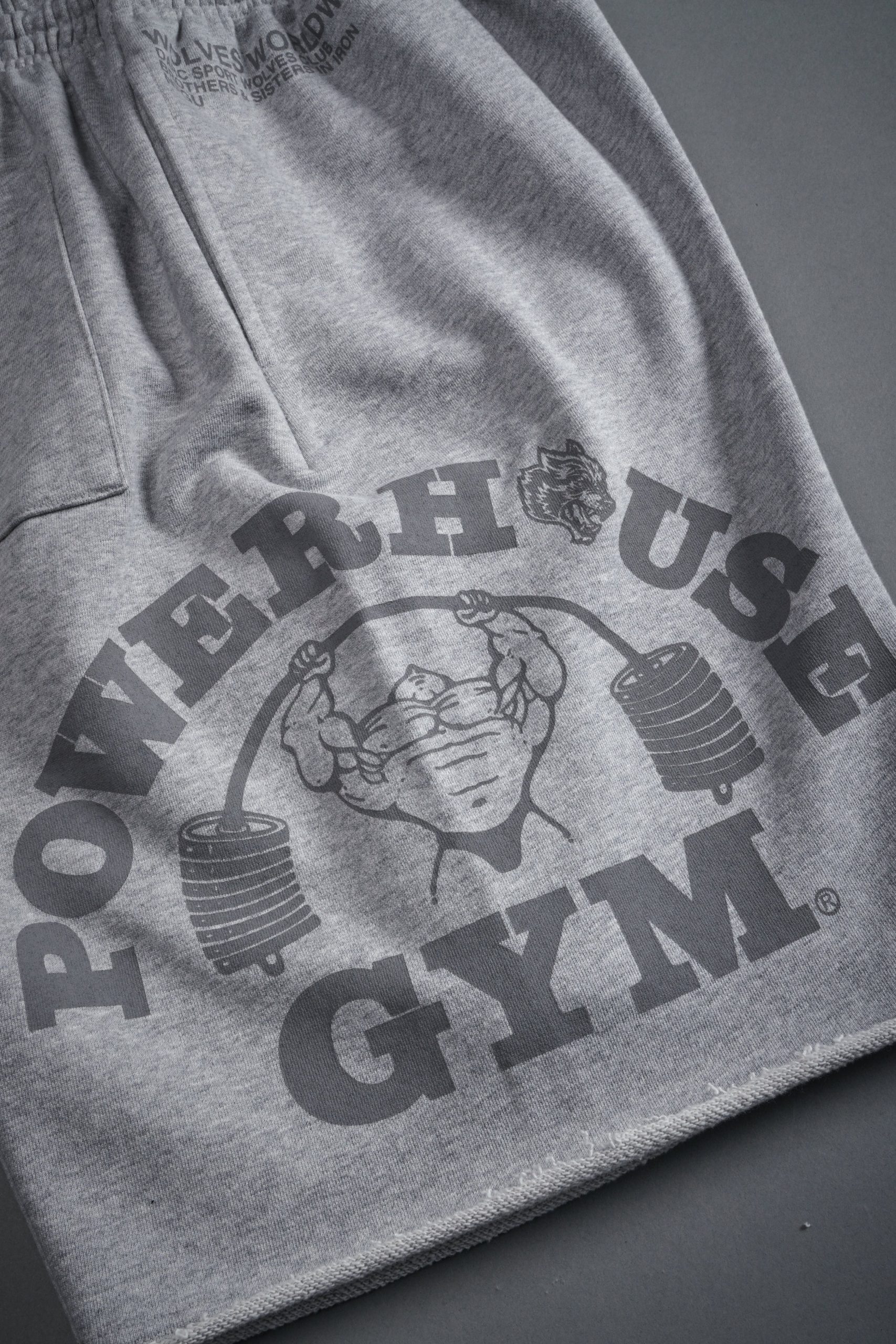 Powerhouse of the Wolves Grunge Brock Sweat Shorts in Light Athletic Gray - Image 12