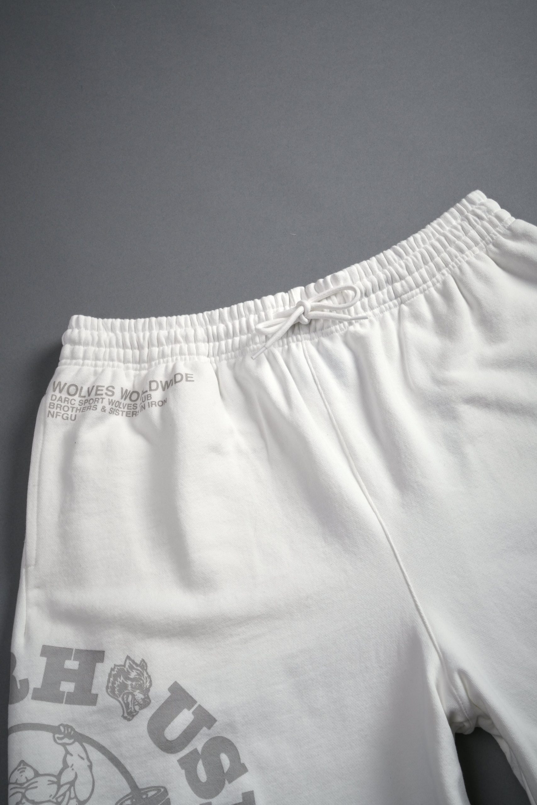 Powerhouse of the Wolves Grunge Brock Sweat Shorts in Cream - Image 7