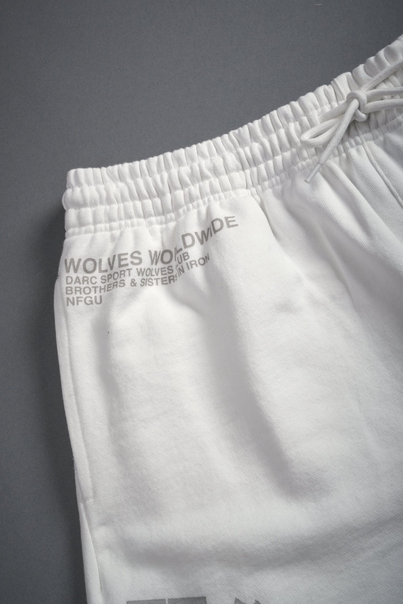 Powerhouse of the Wolves Grunge Brock Sweat Shorts in Cream - Image 8