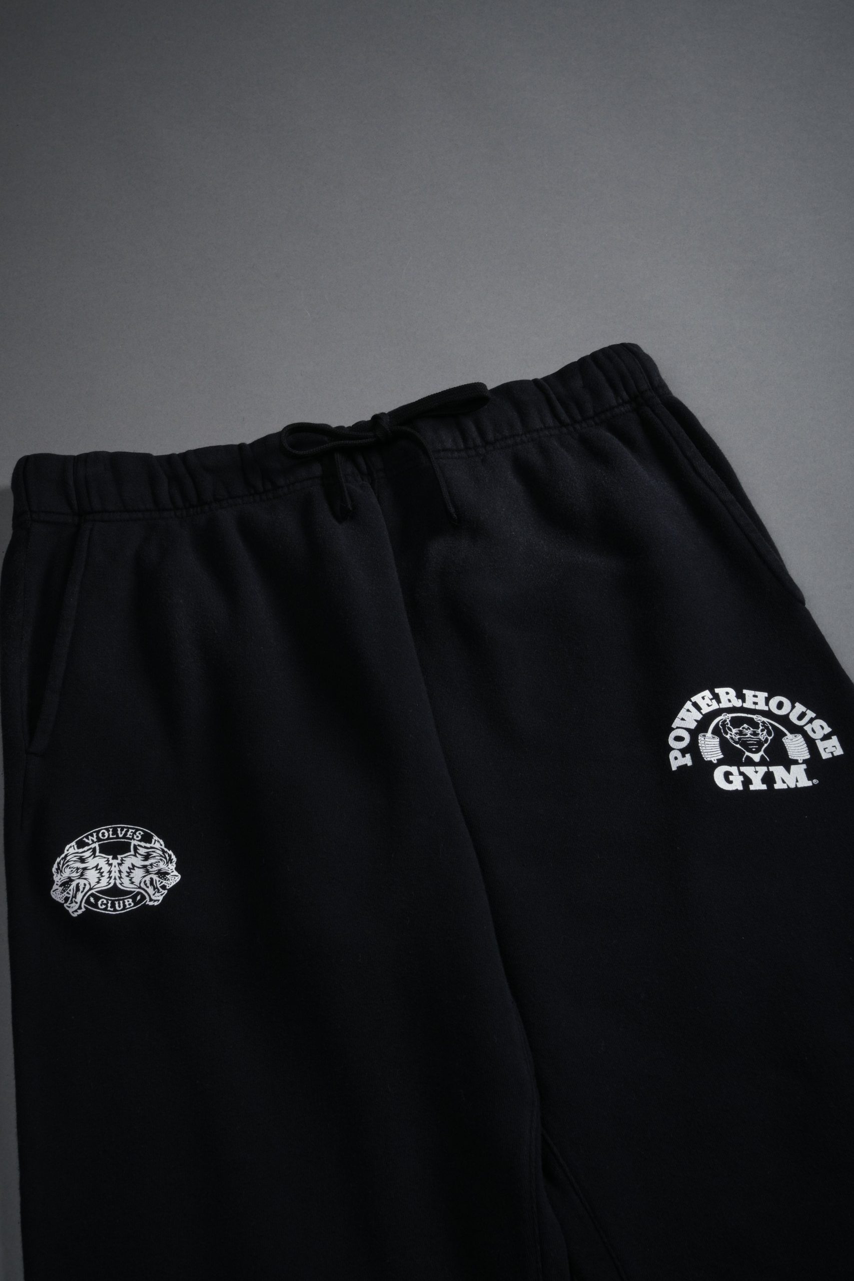 Powerhouse X Wolves Bigelow Sweat Pants in Black Drift Wash - Image 7