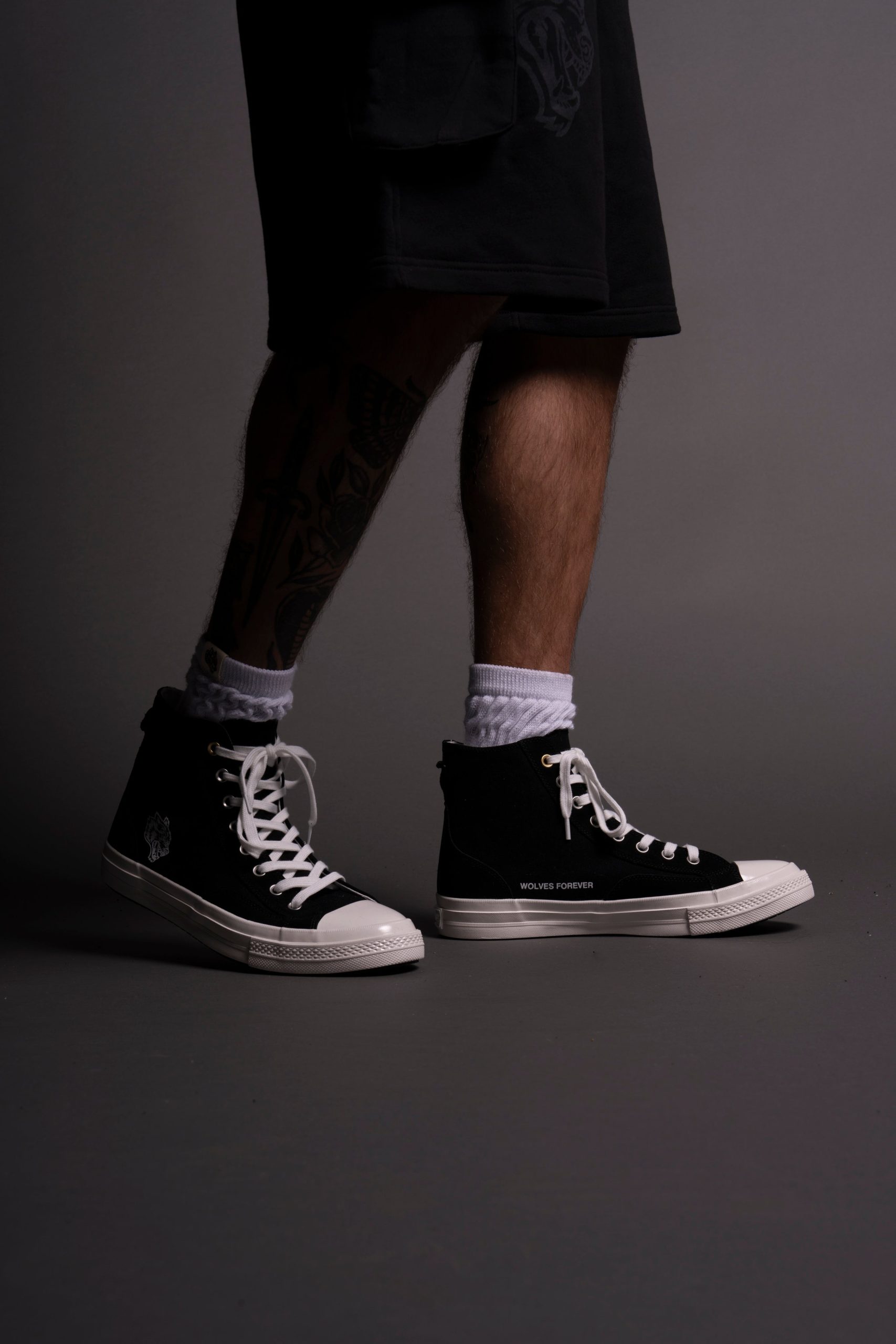 Wolves Forever Sueded Walk 1-DIOS High Top Shoe in Black - Image 3